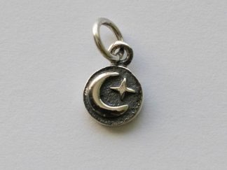 925 Sterling Silver Mini Moon and Star Coin Charm