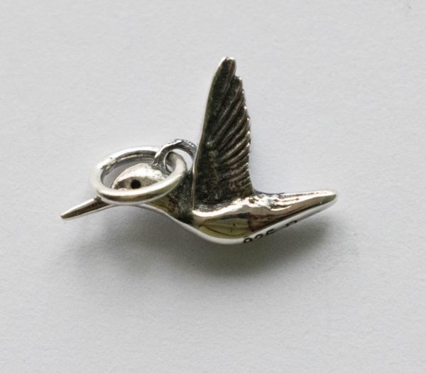 925 Sterling Silver 3D Hummingbird Charm
