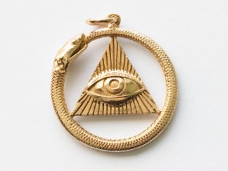 Bronze All Seeing Eye and Ouroboros Pendant