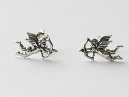 925 Sterling Silver Cupid Post Earrings ( 1 pair)