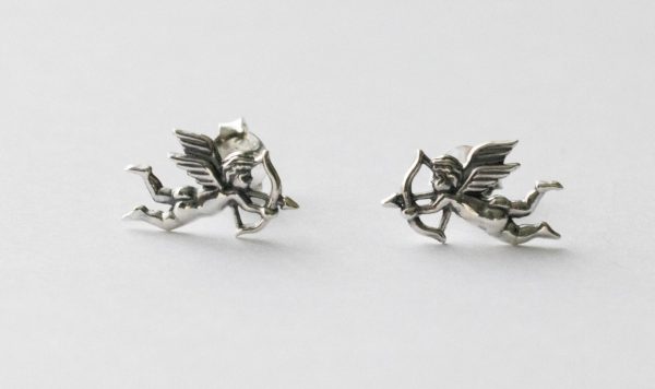 925 Sterling Silver Cupid Post Earrings ( 1 pair)