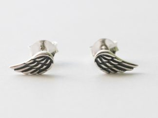 925 Sterling Silver Mini Angel Wing Post Earrings ( 1 pair)