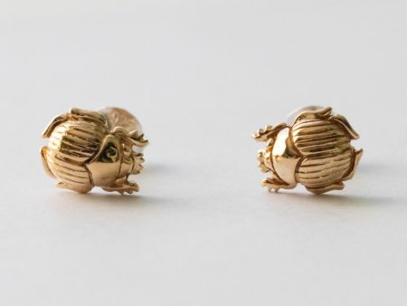 Bronze Scarab Post Earrings (1 pair)