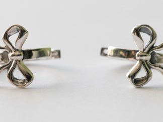 925 Sterling Silver Huggie Hoops with Bow Earrings ( 1 pair)