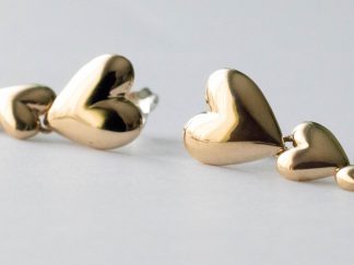 Bronze Cascading Hearts Post Earrings ( 1 pair)