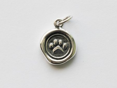 925 Sterling Silver Wax Seal Paw Print Charm