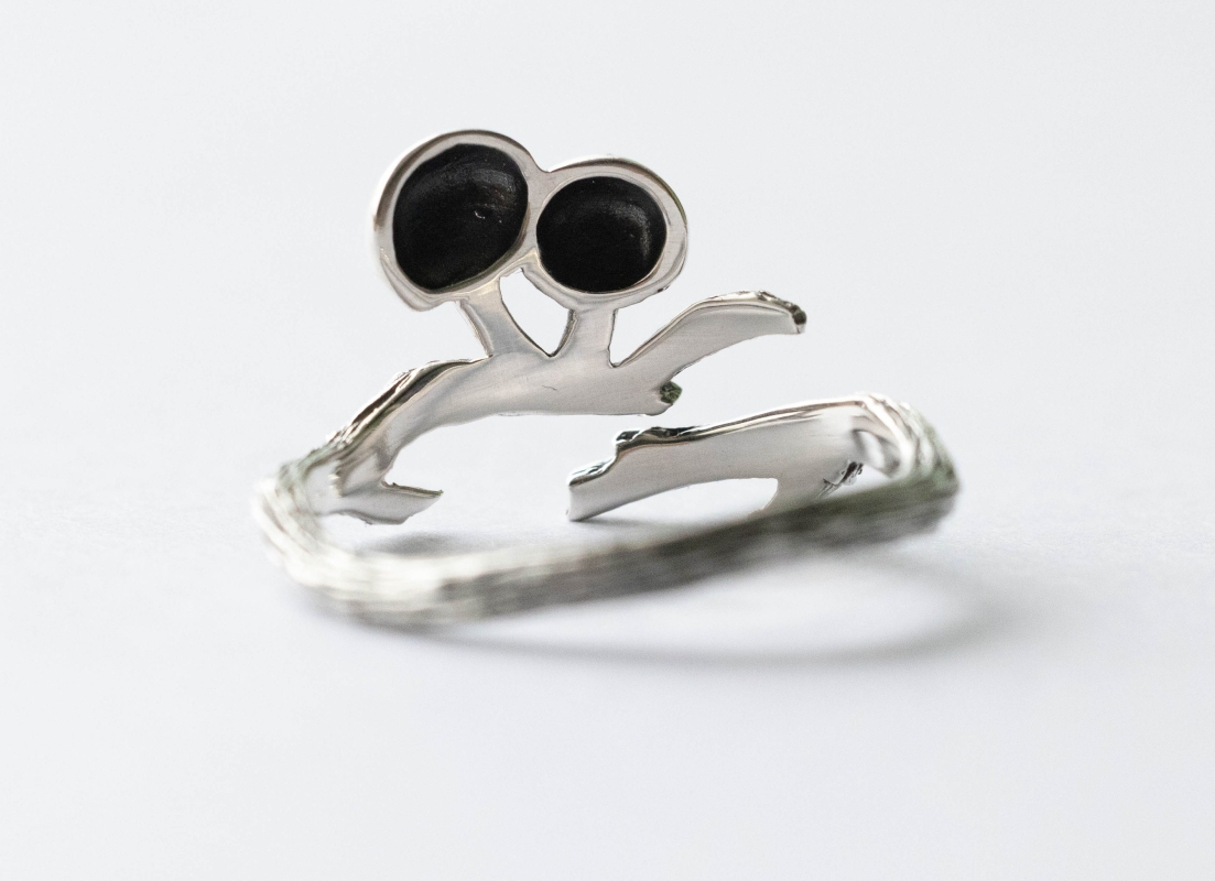 925 Sterling Silver Branch and Mushroom Adjustable Ring - Image 2