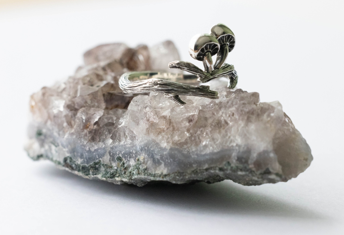 925 Sterling Silver Branch and Mushroom Adjustable Ring - Image 3