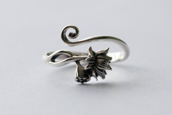 925 Sterling Silver Lotus Adjustable Ring
