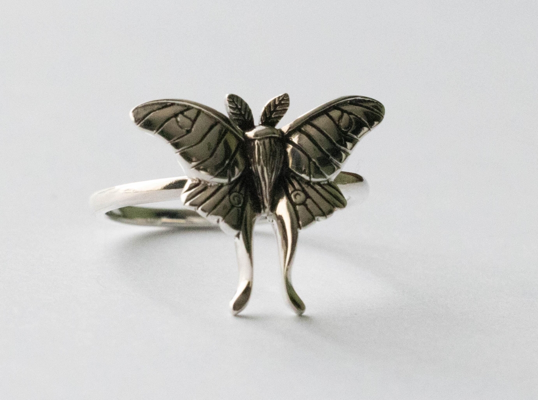 925 Sterling Silver Luna Moth Ring