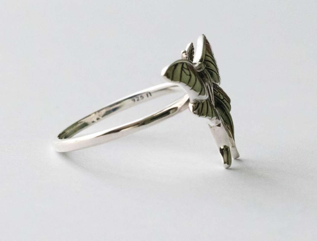 925 Sterling Silver Luna Moth Ring - Image 2