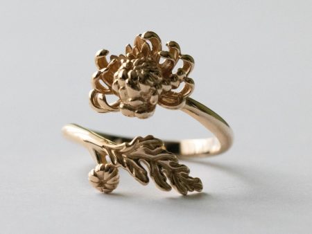 Bronze Chrysanthemum Adjustable Ring - November Birth Flower
