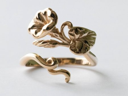 Bronze Morning Glory Adjustable Ring - September Birth Flower