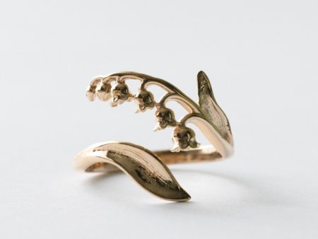 Bronze Lily of the Valley Adjustable Ring - May Birth Flower