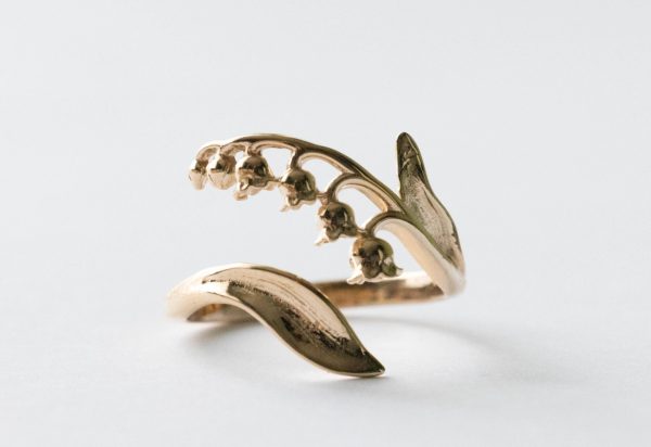 Bronze Lily of the Valley Adjustable Ring - May Birth Flower