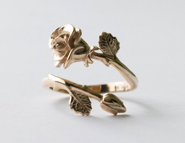 Bronze Adjustable Rose Ring - June Birth Flower