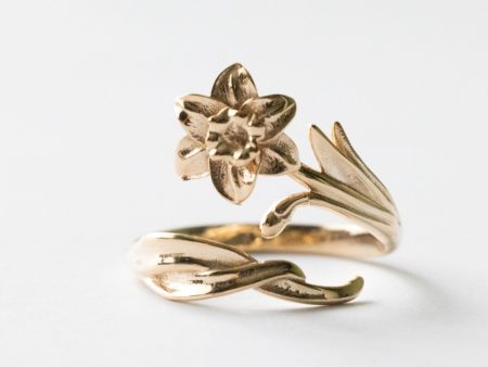 Bronze Adjustable Daffodil Ring - March Birth Flower