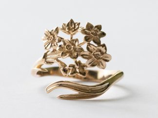 Bronze Adjustable Narcissus Ring - December Birth Flower