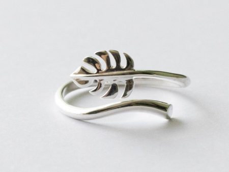 925 Sterling Silver Monstera Leaf Adjustable Ring