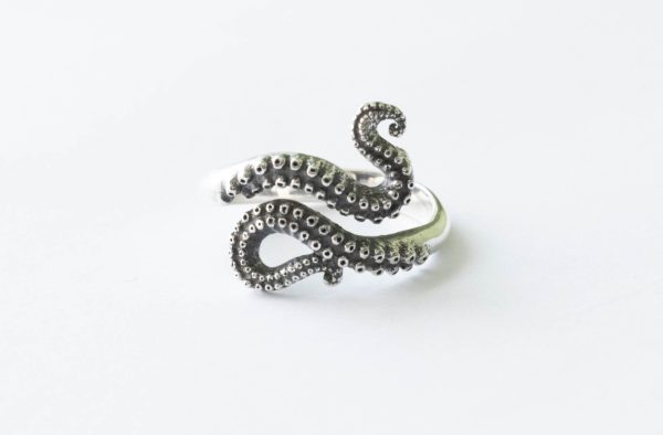 925 Sterling Silver Octopus Tentacle Adjustable Ring