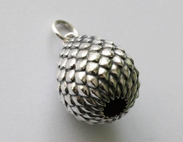 925 Sterling Silver Scaled Dragon Egg Charm