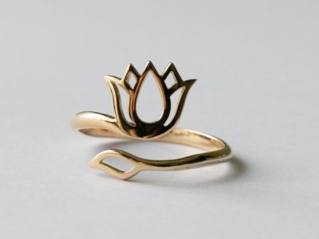 Bronze Lotus Design Adjustable Ring