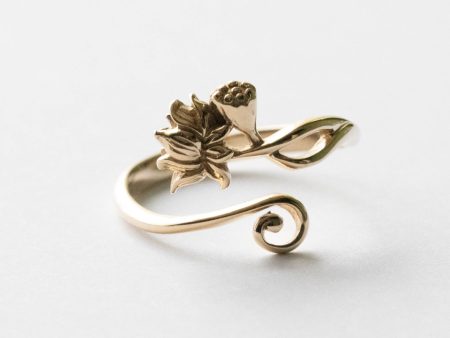 Bronze Lotus Adjustable Ring