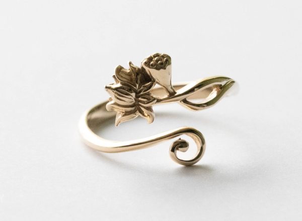 Bronze Lotus Adjustable Ring