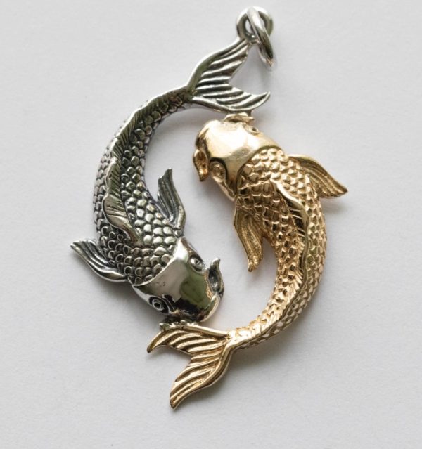 925 Sterling Silver and Bronze Double Koi Pendant