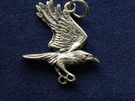 925 Sterling Silver Flying Raven Charm