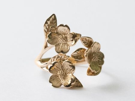 Bronze Adjustable Dogwood Flowers Ring