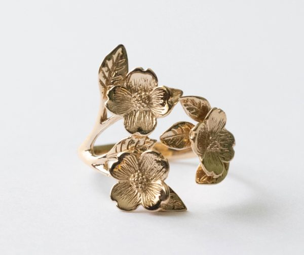 Bronze Adjustable Dogwood Flowers Ring