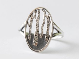 925 Sterling Silver Birch Forest Oval Ring