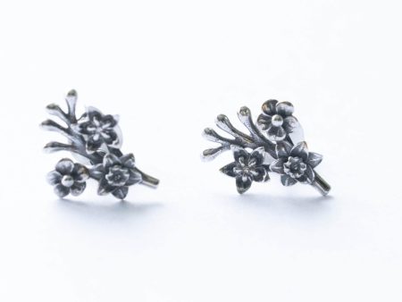925 Sterling Silver Flower Bouquet Post Earrings ( 1 pair )