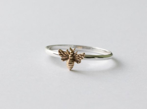 925 Sterling Silver Ring with Tiny Bronze Bee