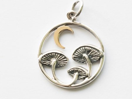 925 Sterling Silver Small Mushroom with Bronze Moon Charm