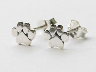 925 Sterling Silver Paw Print Post Earrings ( 1 pair)