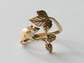 Bronze Mouse and Blackberry Adjustable Ring