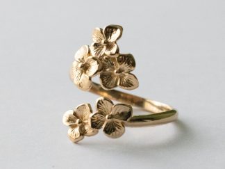 Bronze Hydrangea Bypass Adjustable Ring
