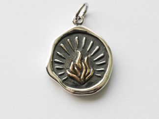 925 Sterling Silver Wax Seal Charm with Bronze Fire Charm
