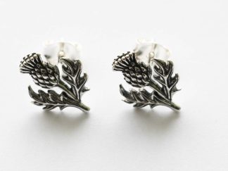925 Sterling Silver Thistle Post Earrings ( 1 pair)
