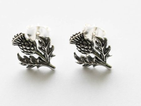 925 Sterling Silver Thistle Post Earrings ( 1 pair)