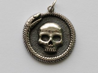 925 Sterling Silver Ouroboros Snake with Skull Charm