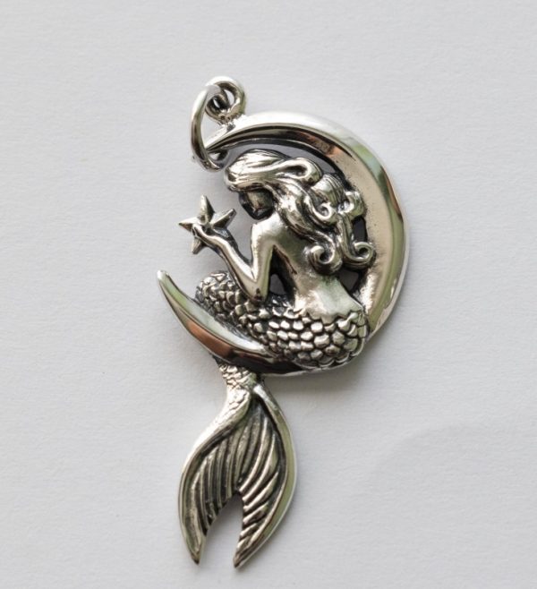925 Sterling Silver Mermaid on the Moon Pendant