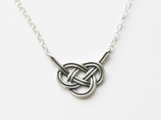 925 Sterling Silver Double Coin Knot Festoon Necklace
