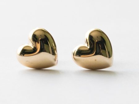 Bronze Puffy Heart Post Earrings (1 pair)