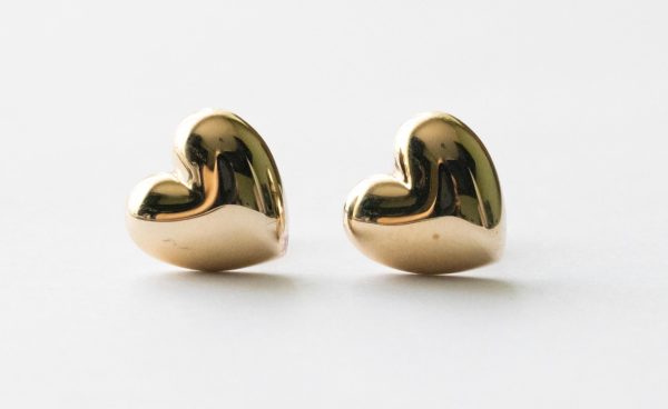 Bronze Puffy Heart Post Earrings (1 pair)
