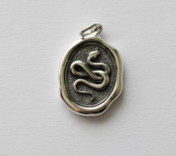 925 Sterling Silver Wax Seal Snake Charm