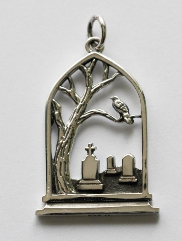 925 Sterling Silver Graveyard Charm