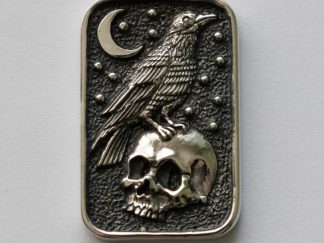 925 Sterling Silver Skull and Raven Pendant